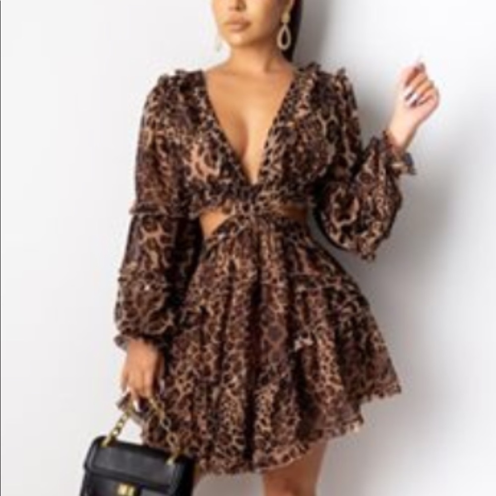 *New* Leopard Queen Ruffle Mini Dress - Picture 4 of 7
